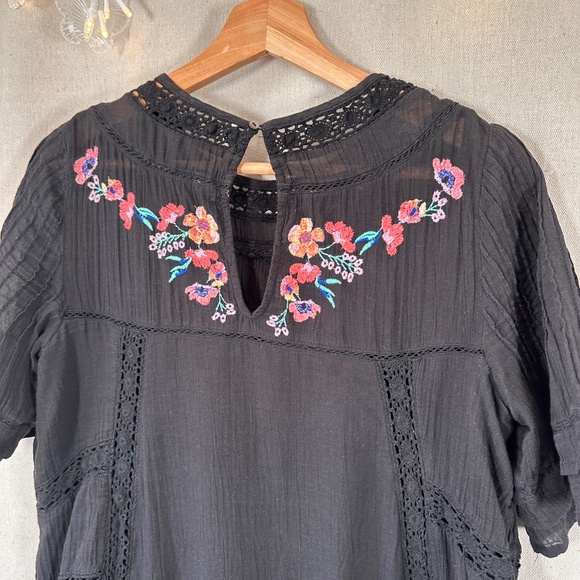FREE PEOPLE Perfectly Victorian Floral Embroidered Mini Boho Dress | Size S - Picture 7 of 9